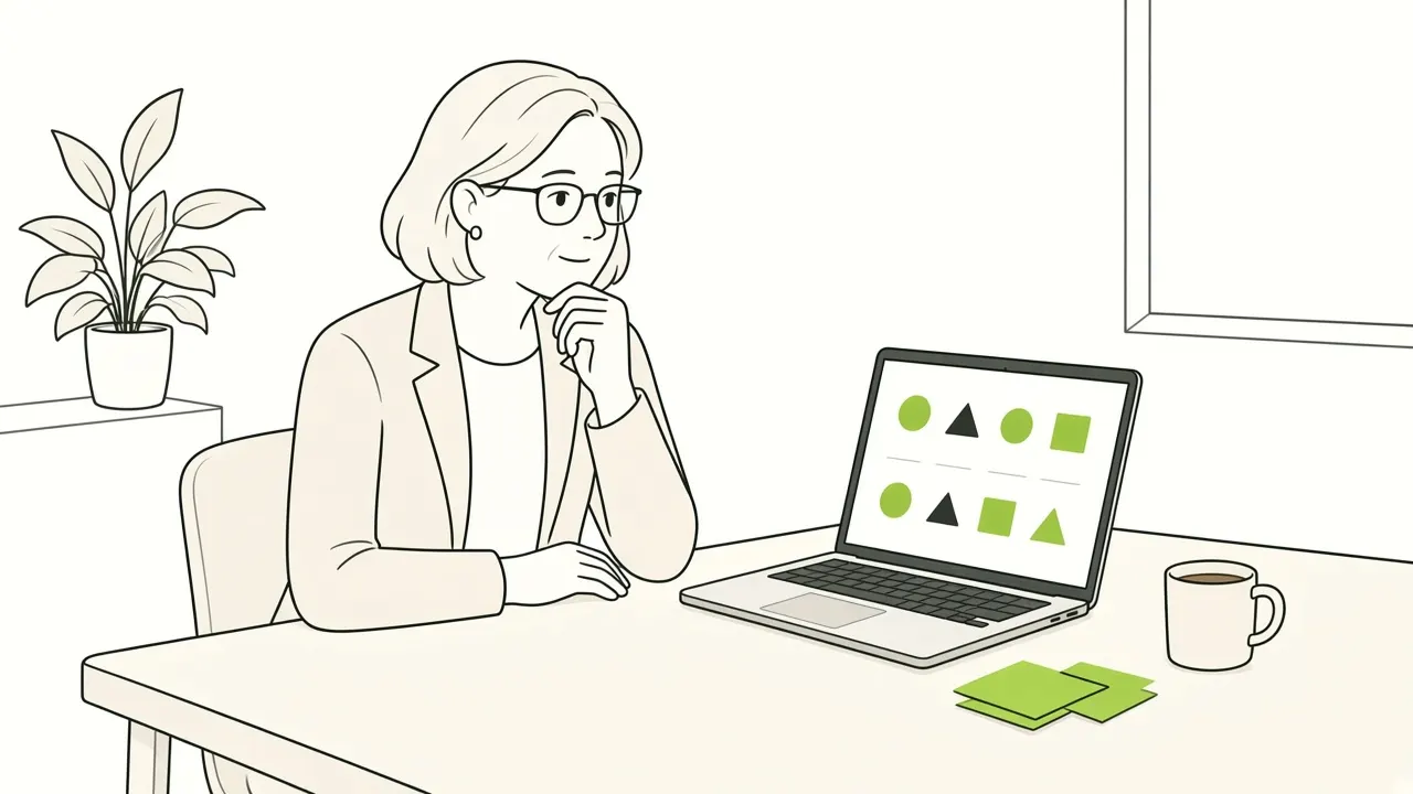 Organisateur à son bureau qui compare des outils sur un ordinateur, notes collées à côté.