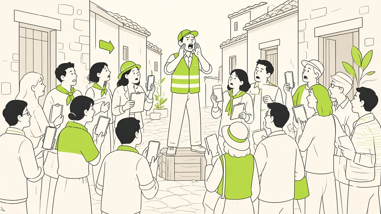 Ruelles trop étroites remplies de visiteurs sans réservation ; guide qui peine à se faire entendre.